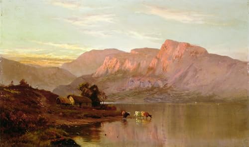 Pintura mural en lienzo de Loch Katrine de De Breanski (60x90cm), arte elegante para tu casa