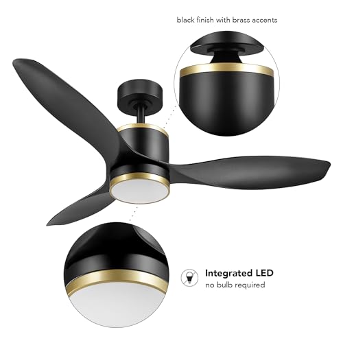GLOBE Electric Edinburgh 48 in. Smart Ceiling Fan with LED Light, Remote Control, Whisper Quiet DC Motor, 6 Speeds, Black with Brass Accents thumbnail 11