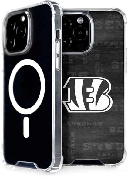Skinit Phone Case Compatible with MagSafe iPhone 15 Pro Max - Officially Licensed NFL Cincinnati Bengals Black & White Design