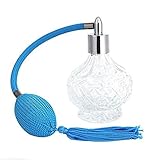 Topxome 1pcs 80Ml Fashion Lady Vintage Perfume Bottle Long Spray Atomizer Refillable Glass (Blue)