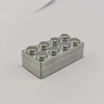 Metal Aluminum Bricks 15.8 * 31.8mm 2x4 Brick Machining Make Could Play with Plastic Bricks Natural Metal Color Red Green Blue for You Choose Blue