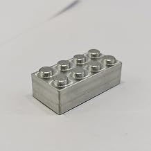 Metal Aluminum Bricks 15.8 * 31.8mm 2x4 Brick Machining Make Could Play with Plastic Bricks Natural Metal Color Red Green Blue for You Choose 5PCS Natural Silver
