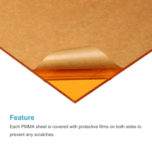 Image of MECCANIXITY 6 Pcs PMMA Acrylic Sheets Colored Transparent 7 x 5Inch Yellow Acrylic Sheets for DIY Projects, Art, Crafting, Laser Cutting & Engraving