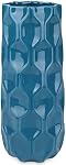 Bdor Vase en céramique, 11in Vase de fleurs en nid d'abeille bleu pour le décor de chambre, Accents maison de ferme moderne, Salon, Étagère de livre, Mantel et Minimalisme Table à manger