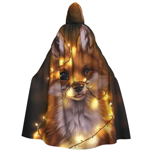 Cape à capuche renard médiéval unisexe pour costume d'Halloween et cosplay