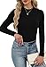XIEERDUO Womens Long Sleeve Thermal Shirt Fleece Mock Neck Tops 2025 Fall Winter Fashion Outfits Black S