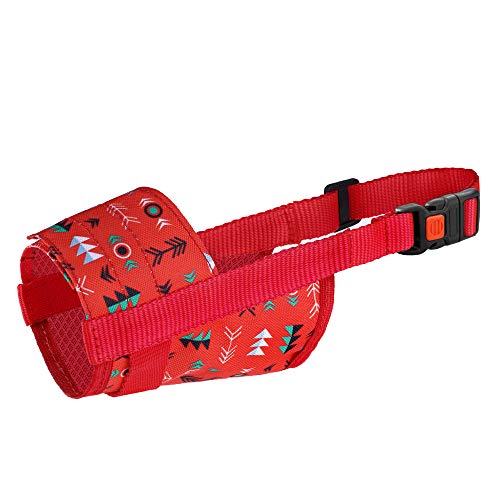 Collardirect Dog Muzzle - Adjustable Soft Breathable Tribal Nylon Dog Mouth Guard Cover For Small, Medium And Large Dogs, Anti Chewing, Barking & Biting (Pattern 1; S) #TOP4
