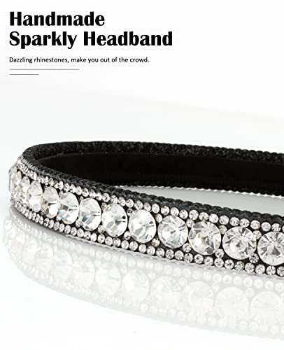 Wecoe Rhinestone Headband Women Silver Headband Women Non Slip Fashion Bling Sparkly Diamond Headband Hair Band Birthday Wedding Bridal Holiday Hair Accessories For Women Girls Valentine's Day Gifts #TOP4