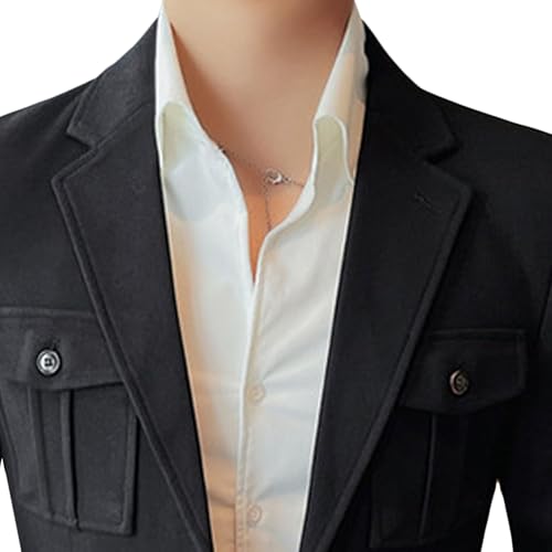 Men's Wool Blend Business Casual Blazer Versatile Office Suit Jacket Banquet Multi-Pocket Sport Coat2