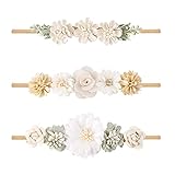 mligril Baby Girl Flower Headbands Set-Elastic Hair Band Crown Flower Wraps for Newborn Infant Toddl