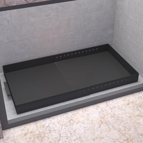 Mxclimate Vassoio per caminetto espandibile, cassetto per cenere regolabile in colore nero, per camino, in acciaio zincato, per la raccolta di frassini, rettangolare, 33 cm