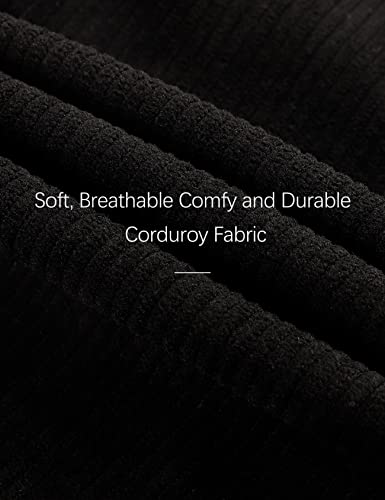 Flygo Corduroy Overalls for Women Loose Fit Adjustable Straps Long Bib Pants Wide Leg Jumpsuits with Pockets(Black-M)