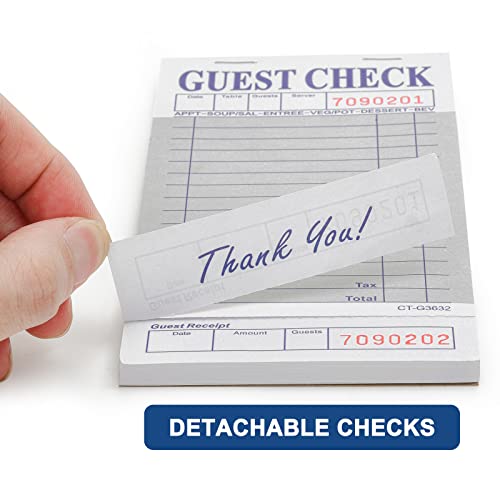 Guest Check Pads (10 Pack) Server Note Pads - 500 Total Guest Checks - 1 Part Gray Paper Guest Check Pads With Guest Receipt - Check Pads For Servers, Hotels, Lounges, Cafes, Restaurants Orders（Gray） #TOP1