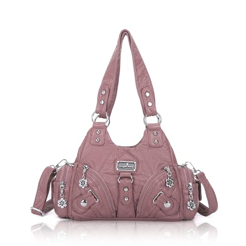 Image of Angel Kiss Purses for Women Small Hobo Shoulder Bags Vagen Leather Multi-Pocket Tote Bag with Zipper