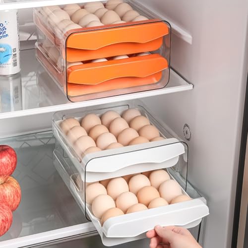 Organizador de Ovos para Geladeira, 2 Camadas, Capacidade 32 Ovos, Plástico Transparente