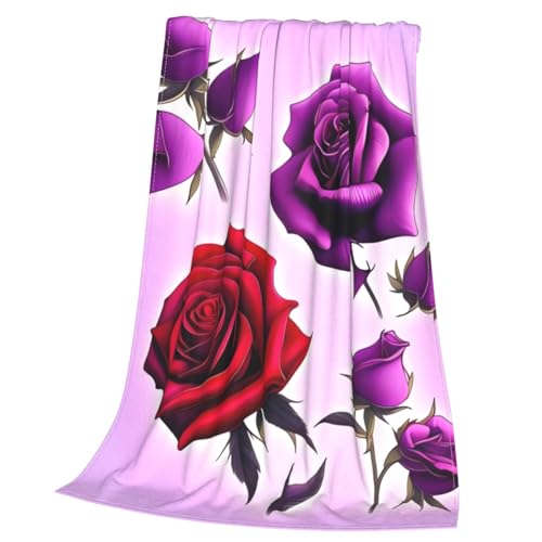 Couverture en flanelle imprimé roses 152x127cm pour lit
