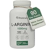 PRISTINE'S L Arginine 1000mg Capsule Supplements for Men & Women - 90 Day Supply Nitric Oxide & Pre Workout Amino Acid Support - Glass Bottle