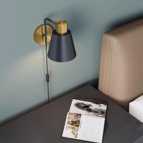Apliques de pared metal cabecera E27 lámpara de pared ajustable interior iluminación de noche negra 3