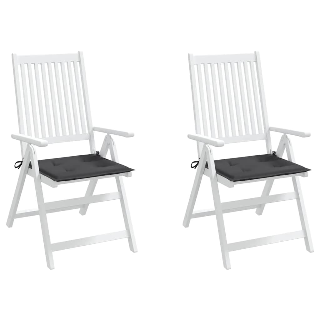 2 cuscini per sedia da giardino, colore antracite, 50 x 50 x 3 cm, in tessuto Oxford, impermeabile, antiscivolo, con nastri, per giardino, balcone, terrazza, comodi cuscini per sedia, panca