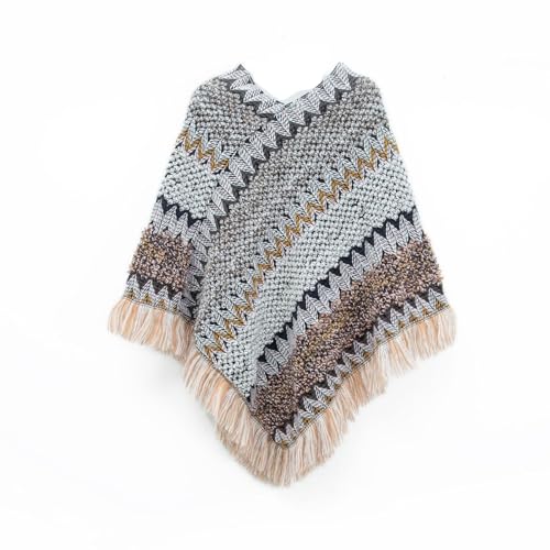 Image of Women's V Neck Poncho Soft Cape Fashion Off The Shoulder Knit Sweater Spring Loose Convertible Knitwear
