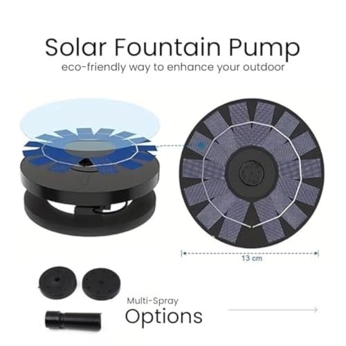 Image of Oblivion Solar Fountain for Garden 1 Pc - Solar-Powered Water Multi-Spray Garden Feature for Outdoor Pond, Bird Bath, Floating with Multiple Spray Heads Aerator Patio Kit