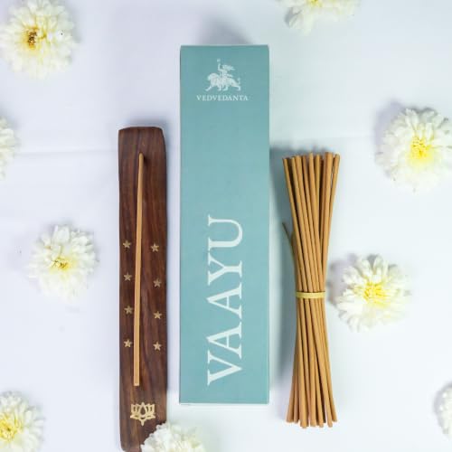 Image of Vaayu Luxury Incense Sticks | 60 Bambooless Incense Sticks | Pure Sheesham Wood Stand | Long Lasting Fragrance | Complete Sensory Journey | Ethically Crafted | Pack of 1