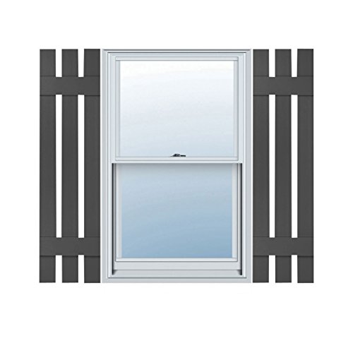 Ekena Millwork LS3S12X03900TG Lifetime Vinyl, Standard Three Board Spaced, Board-n-Batten Shutters, w/Installation Shutter-Lok's & Matching Screws (Per Pair), 12" W x 39" H, Tuxedo Grey