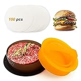 DRAONGYE 3 in 1 Stuffed Burger Press Patty Maker Rings Molds Kit, Burger Patty Mold, Beef Veggie Burger - with 100 Pcs Non StickWax Hamburger Patty Paper