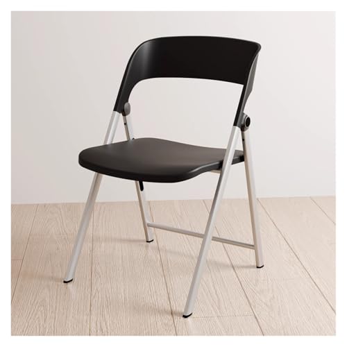 Sillas plegables de plástico apilables para oficina, boda, eventos de pareja y patio, asientos portátiles para interiores y exteriores, y ligeras (negro)