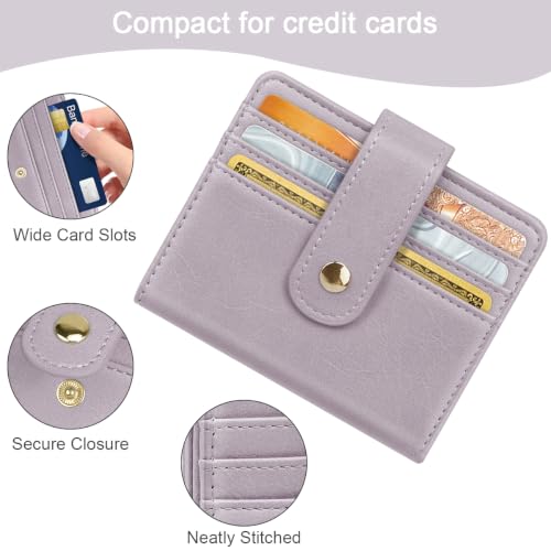 Image of Small Wallets for Women Slim Minimalist Bifold Credit Card Holder | Compact Zipper Coin Purse for Ladies RFID Blocking Mini Travel PU Leather Card Case Gifts for Mom, Purple