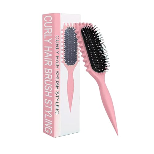 Brosse Cheveux Bouclés - Brosse Boucle Bouclés Améliorer Le Rebondissement | Brosses Boucles Cheveux Détangler Les Cheveux Ondulés/Bouclés, Réduire Les Frizz (#rose, Stripes)