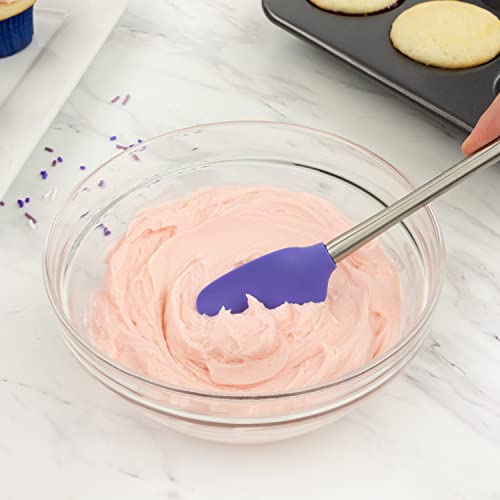 Image of Tovolo Flex-Core Stainless Steel Handled Mini Spatula & Spoonula Set of 2, Kitchen Utensil Set, BPA-Free Silicone, Safe for Cast Iron & Cookware Dishwasher-Safe