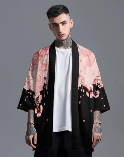 MFCT Japanese Streetwear Men's Lightweight Graphic Kimono2
