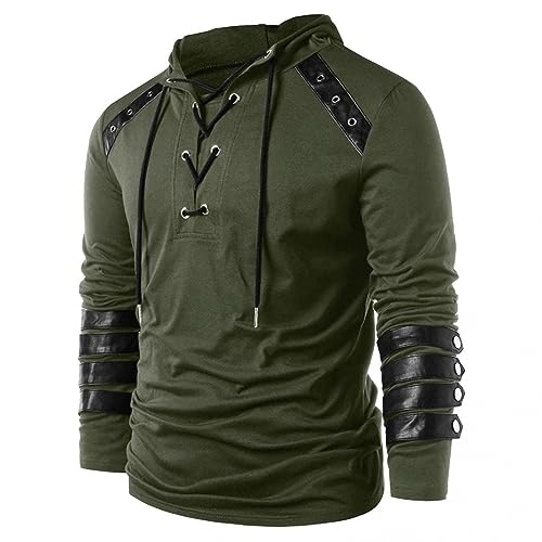 Mens Faux Leather Strap Hoodies Long Sleeves Casual Pullover Plus Velvet Sweatshirts Plain Loose Fashion Tops3