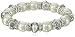 Lureme Cream Freshwater Pearl Crystal Accent Etched Silver Tone Bead Stretch Bracelet for Women 600130