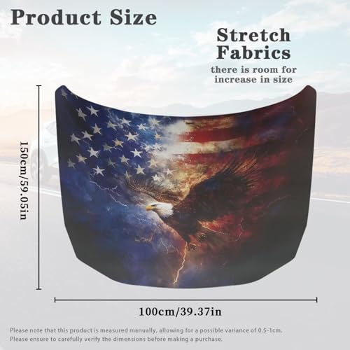 Image of American Flag Eagle Car Hood Cover Car Hood Protector Elastic Polyester 4th of July Patriotic Decorations Automotive Exterior Accessories for Sedans SUV Trucks Pickup