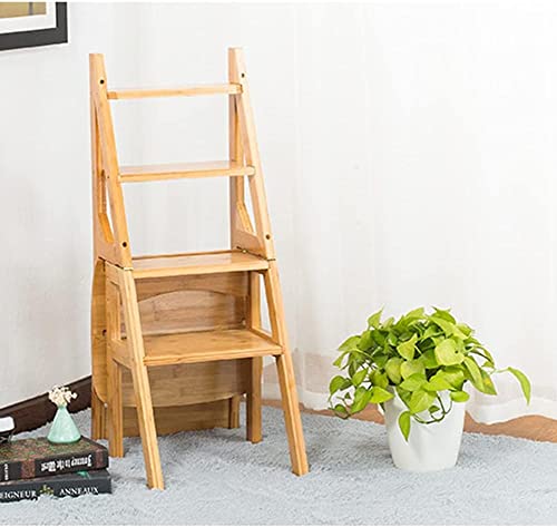 Taburete de madera de 4 escalones OKUOKA y escalera plegable 8
