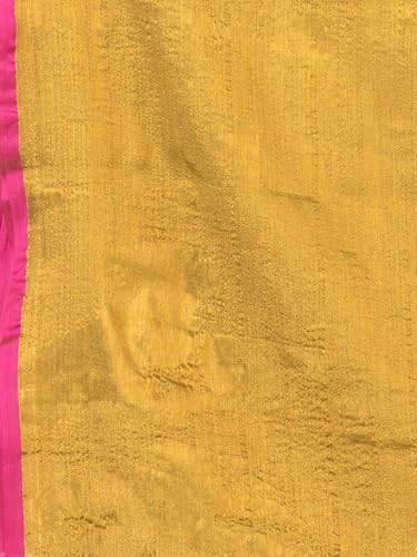 Image of Women's Tissue Cotton Saree | Plain Lightweight Tassel Pallu Saree with Blouse