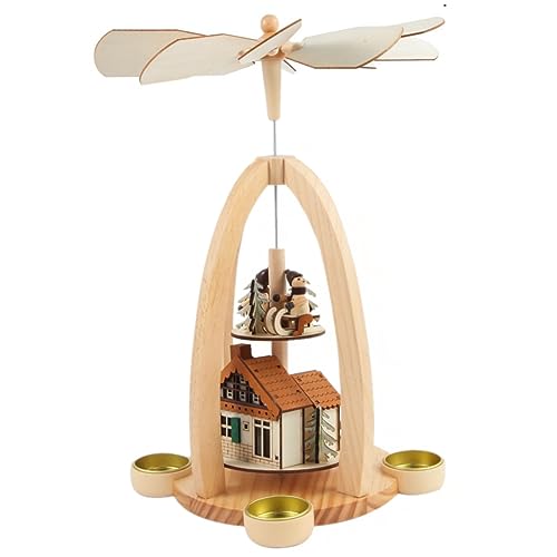 Piramide natalizia in legno con portacandele, 35,5 cm, dipinte a mano