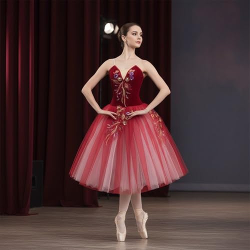 Robe longue de ballet broderie florale costume de danse classique spectacle - 6