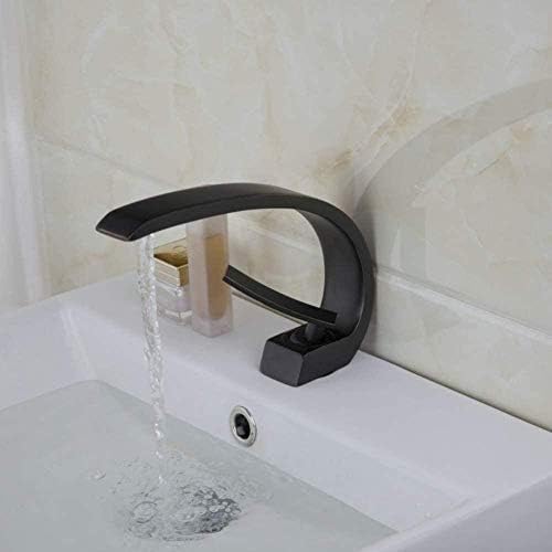 Robinet d'évier courbe noir mitigeur en bronze huilé et laiton massif