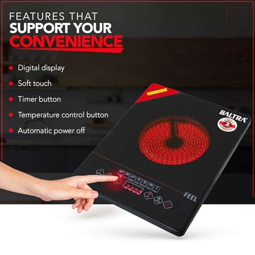 Image of BALTRA Radiant Feel Pro Infrared Glass Induction Cooktop Touch Panel 2000 Watt (All Utensil use-able)