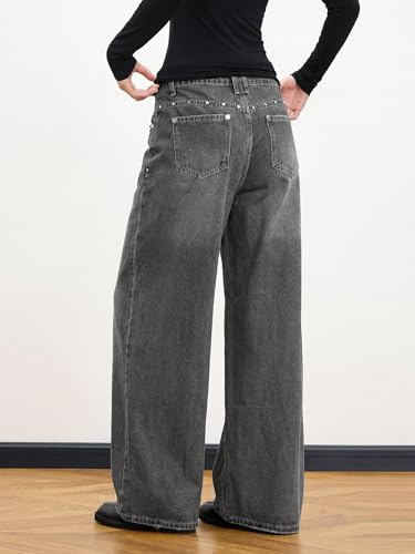 Image of EMMIOL Women Hip Hop 90s Vintage Baggy Jeans Denim Pants Mid Waist Jeans