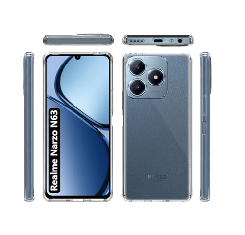 Image of COVERBLACK Soft Rubber Silicon Clear Back Cover Compatible Model for Realme Narzo N63 4G - Transparent