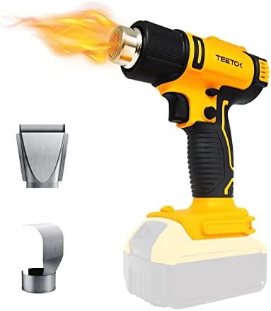 Cordless Heat Gun for DEWALT 20V Max Battery, Hot Air Gun with 2 Nozzles, 2-Temp Settings Max 1022°F(550°C) Fast Heating Wireless Heat Gun with LED Light (Battery Not Included)