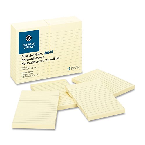 Business Source Ruled Adhesive Note,Solvent-Free Adhesive, Self-Adhesive - 4amp;quot; x