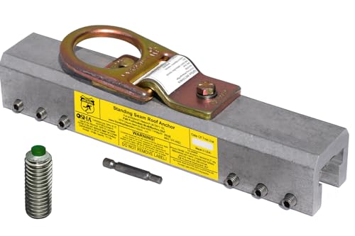 Nylon-Tipped SSRA1 Standing Seam Roof Anchor OSHA Compliant Fall Protection | Fits Most Standing Seam Metal Roofs | Removable Reusable Anchor Point with Nylon-Tipped Set Screws | Made in USA