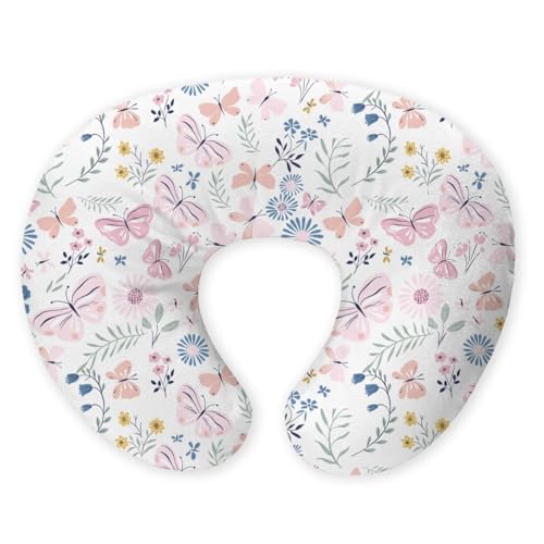 Image of haus & kinder Baby Feeding Pillow for New Born Baby, Breastfeeding & Nursing Pillow with Removable Cover, Infant Support Cushion for 0-24 Months, Tummy Time Pillow (Butterfly Garden)