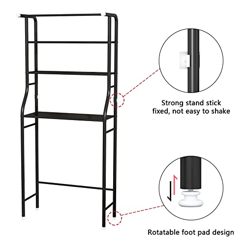 MOYIPIN 3-Tier Drum Washing Machine Storage Rack, Space-Saving Bathroom Shelf, Minimalist Style, 3 Shelves, Steel, Wall Mount, Black - Image 4