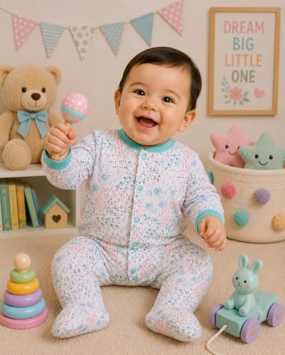 Image of EIO 100% Cotton Rompers Sleepsuits Jumpsuit Night Suits for Infants Newborn Baby Boys & Girls